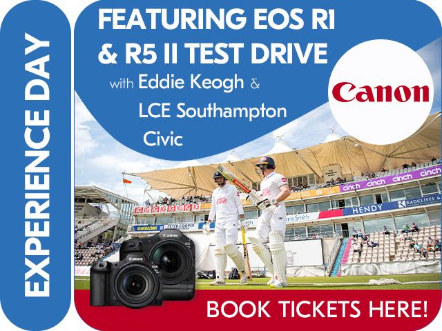 CANON EOS R EXPERIENCE DAY, FEATURING EOS R1 & R5 II TEST DRIVE - HAMPSHIRE CRICKET WITH CANON PRO SPORTS PHOTOGRAPHER, EDDIE KEOGH