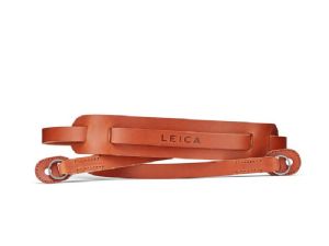 Leica Carrying strap with shoulderpad, leather, cognac