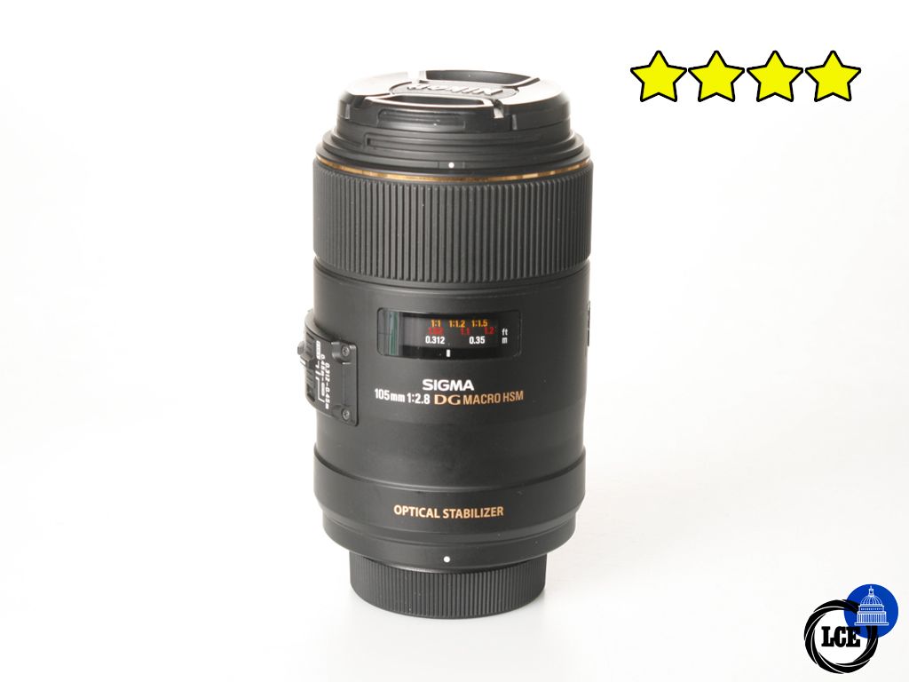 Sigma 105mm F2.8 EX DG MACRO OS HSM - For Nikon FX (with both Hoods)