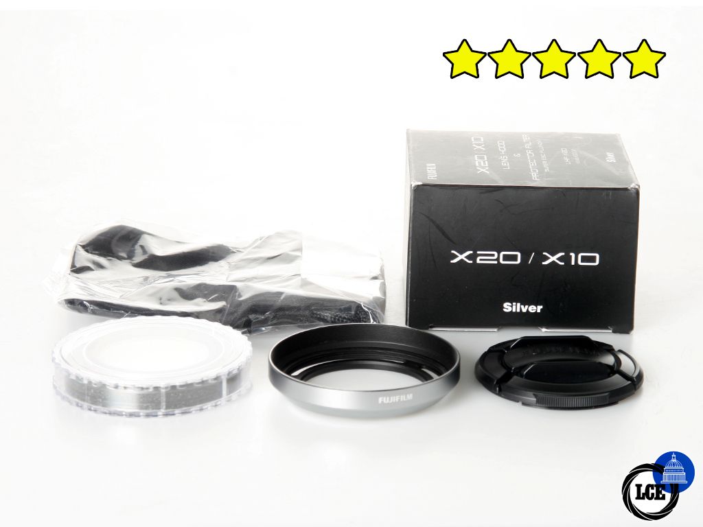 FujiFilm X20/X10 Lens Hood & Filter Kit Silver (BOXED)