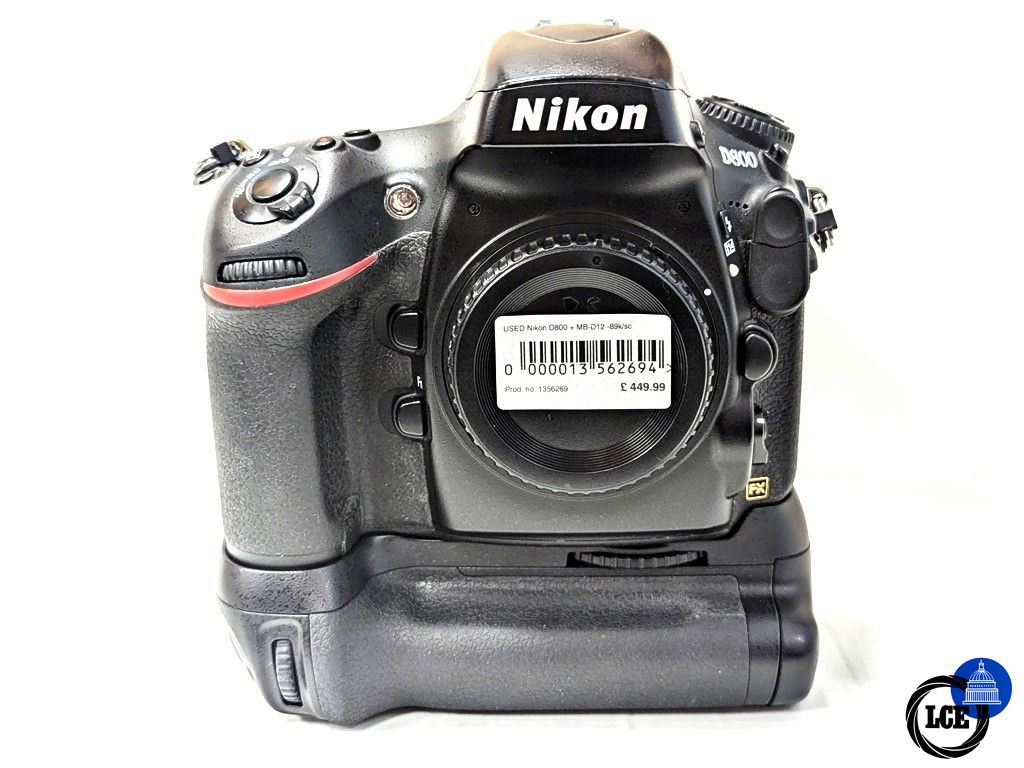 Nikon D800 Body + MB-D12 Grip - Shutter Count 89k