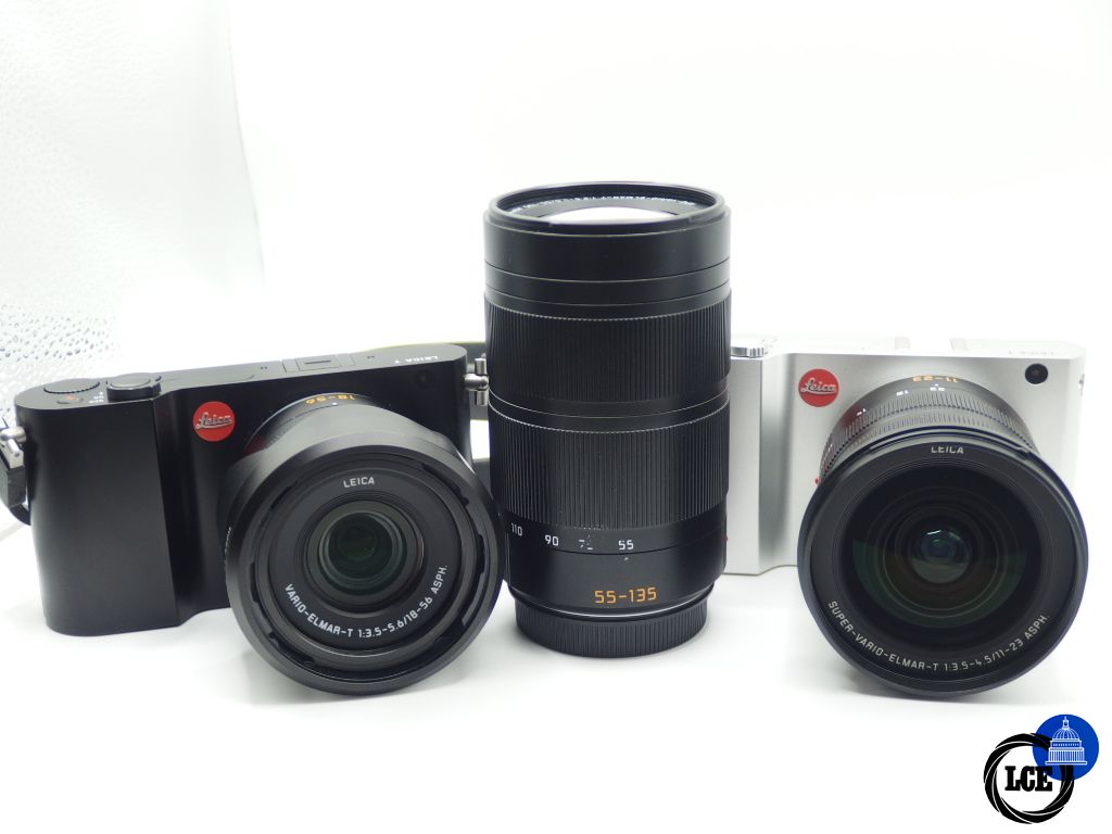 Leica T Outfit (1 Black body 1 Silver body) 55-135mm, 11-23mm, 18-56mm