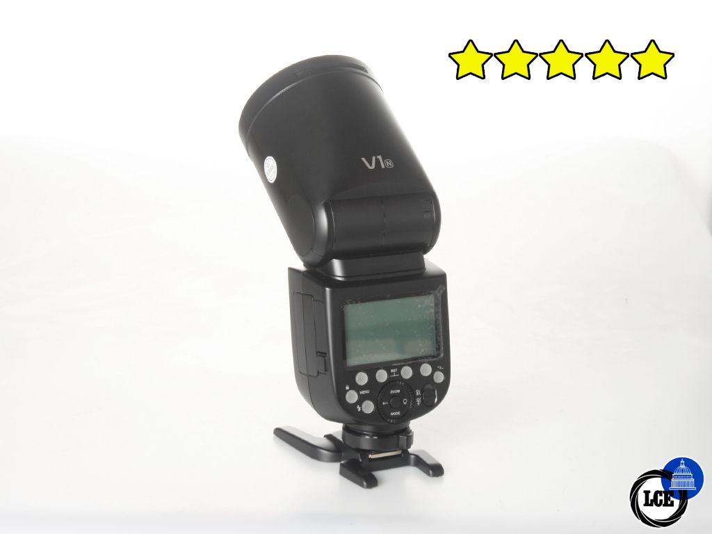 Used Godox V Round Head Flash Nikon Fit Boxed Wit New Battery