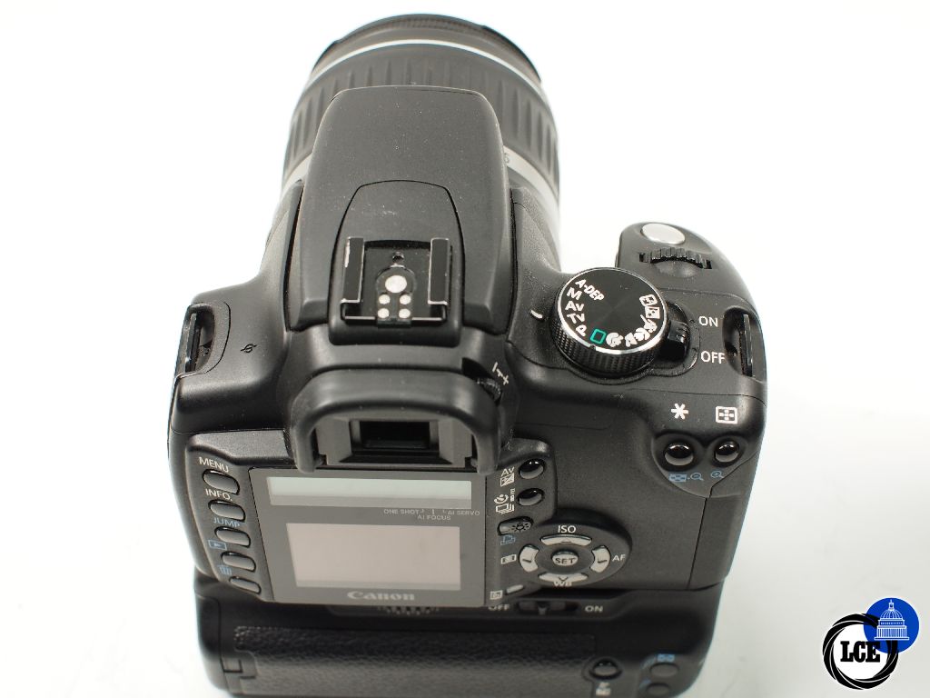 Canon EOS 350D with 18-55mm and  Canon BG-E3