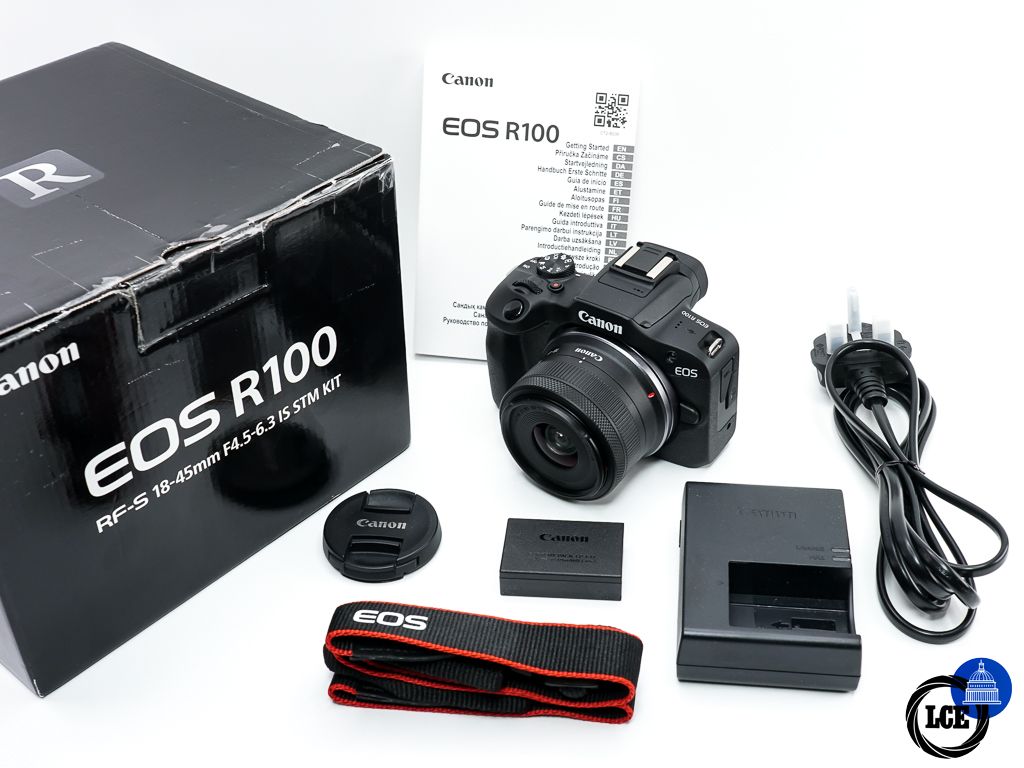 Canon EOS R100 + RF-S 18-45mm F4.5-6.3 IS STM * BOXED LIKE NEW *